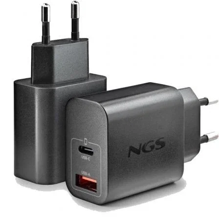 NGS Cargador de Pared GaN ERA20WBLACK 20W USB-C y USB-A Negro
